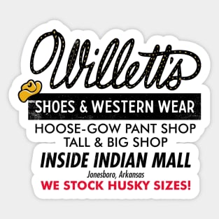 Willett's Shoes & Western Wear Sticker